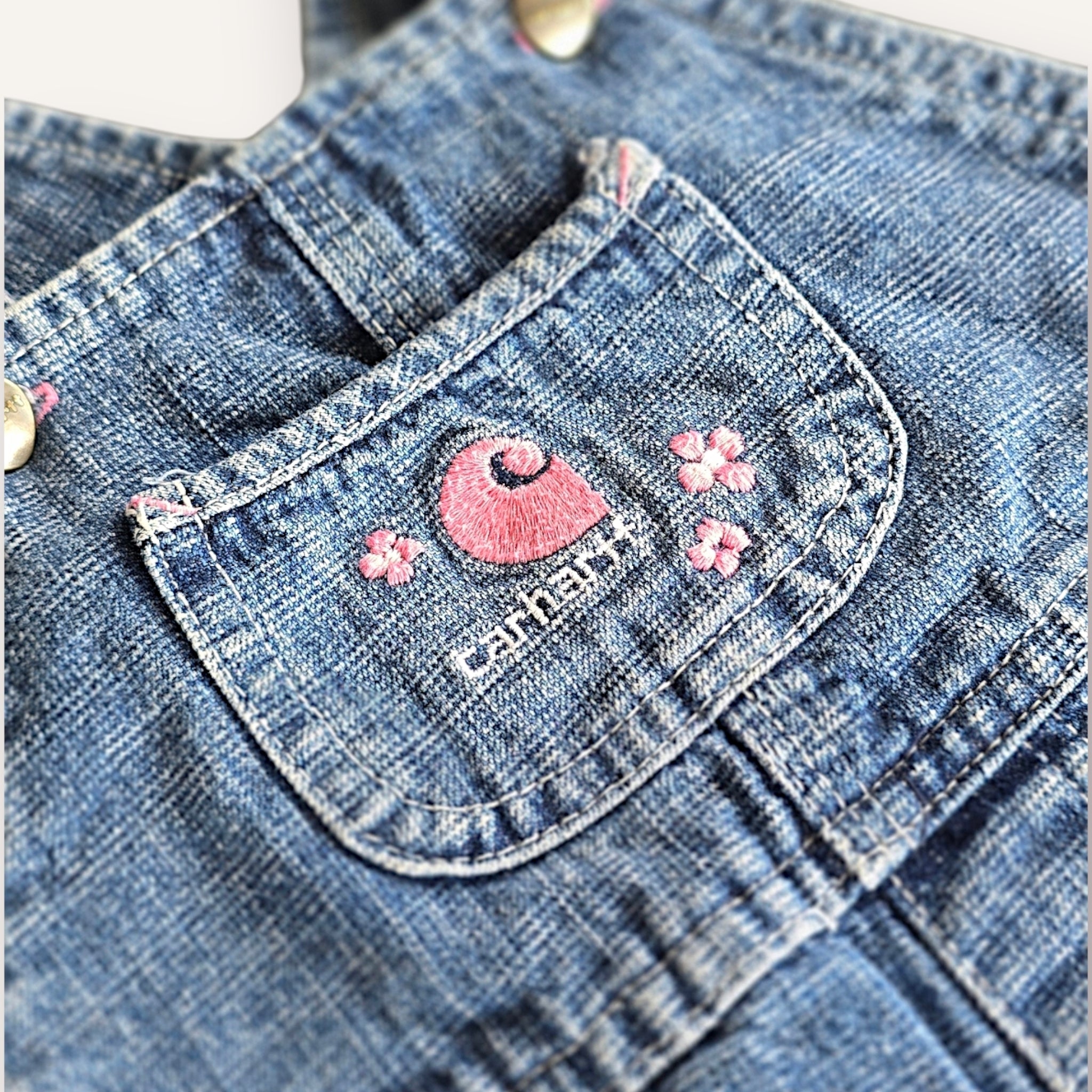 Carhartt Flower Embroided Denim Bubble Shortalls (2T)