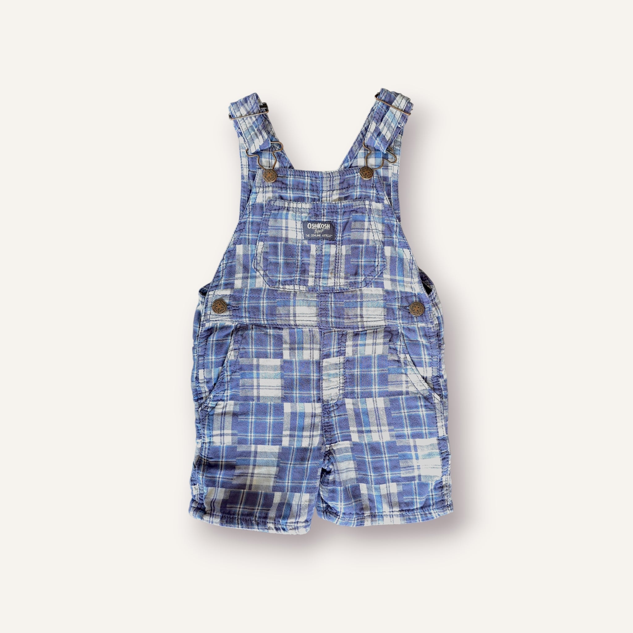 Oshkosh Multi-Blue Plaid Shortalls (2T)
