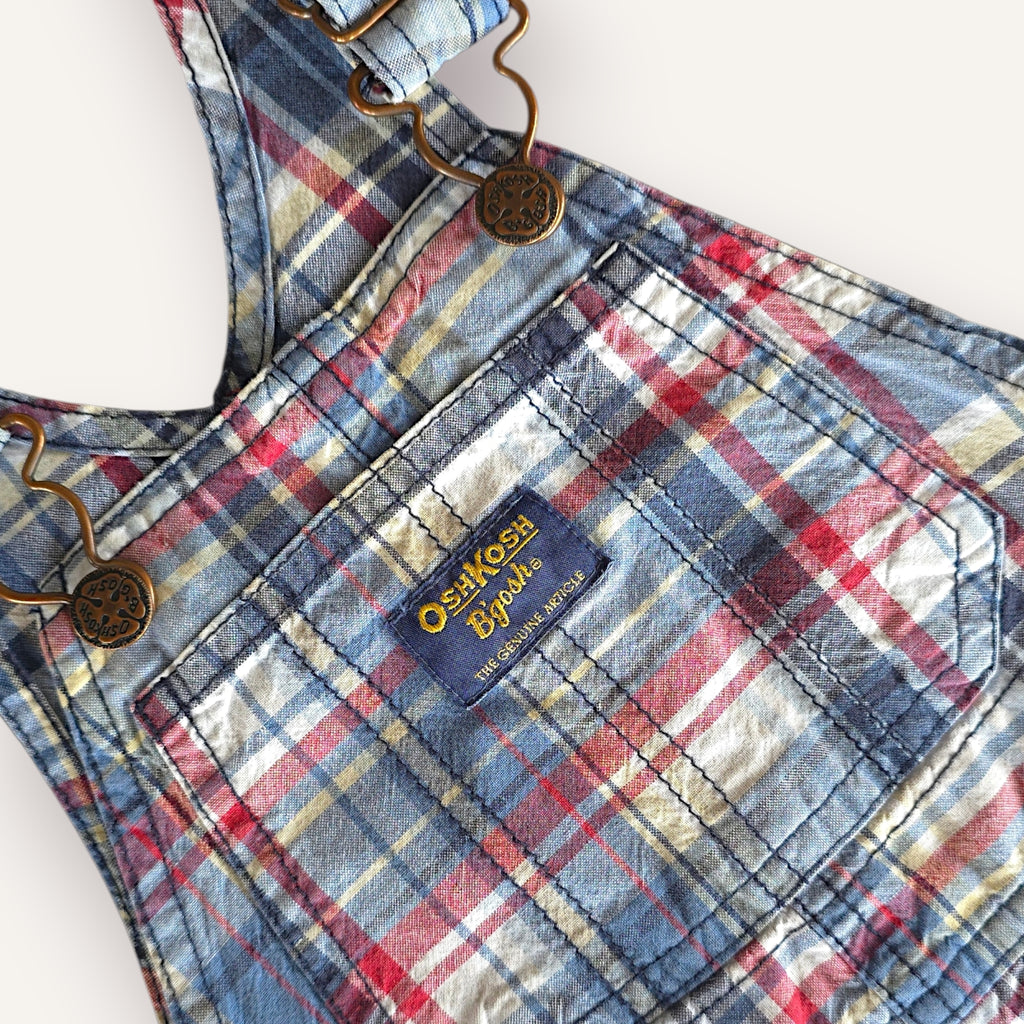 Oshkosh Blue Plaid Shortalls w Red Stripe (18M)